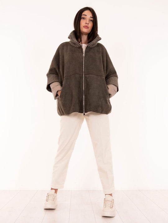 Cappa Adekin The Jeackie Leather in Piuma, Maglia e Velvet Suede Grigio