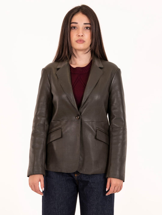 Blazer Liac The Jackie Leather in Pelle Plongee Verde