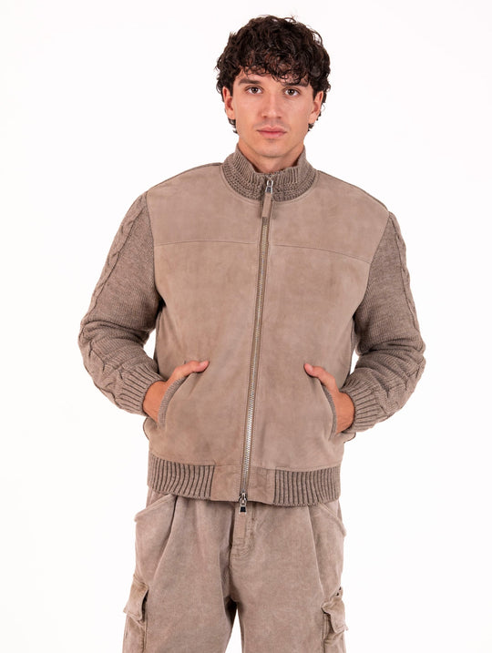 Jacke The Jackie Leathers aus Double Torotra und Schlammfarbenem Stoff