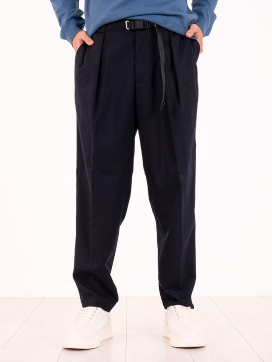 White Sand Trousers in Blue Viscose Blend