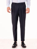 Devorè Hose aus blauem Woll-Piqué