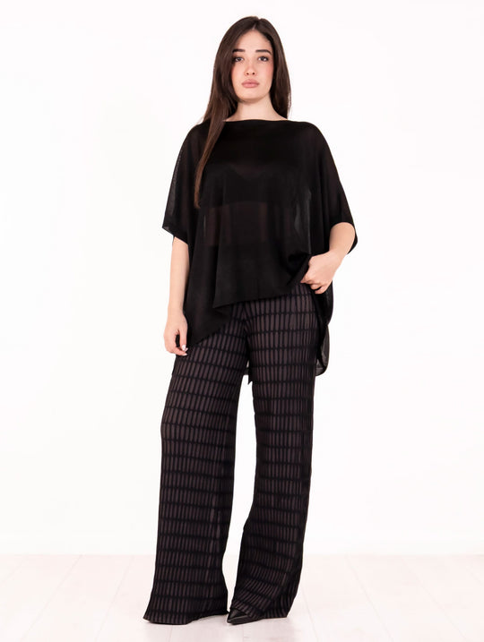Pantalone Liviana Conti in Viscosa Stretch Lavagna e Nero