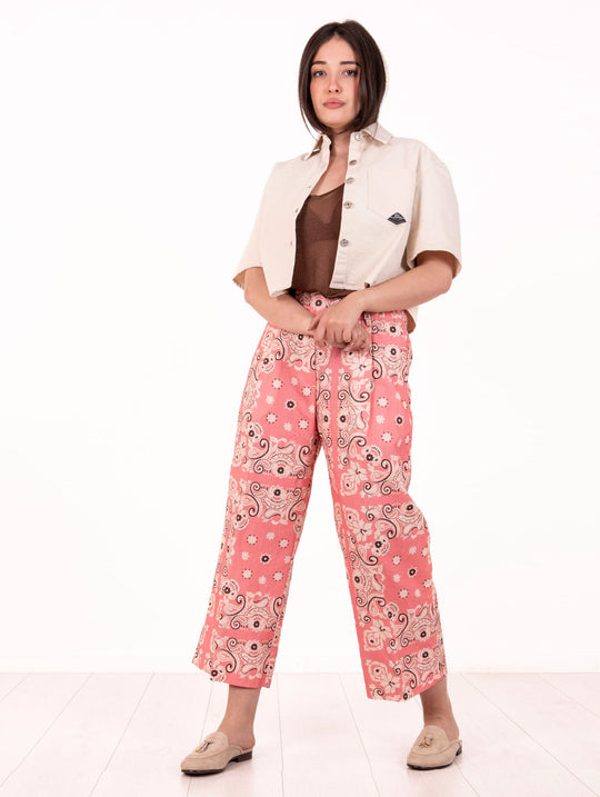 Pantalone Mytsh in Cotone e Lino Bandana Rosa
