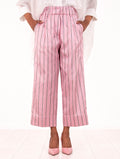 Pantalone Myths in Seta a Righe Rosa, Panna e Marrone