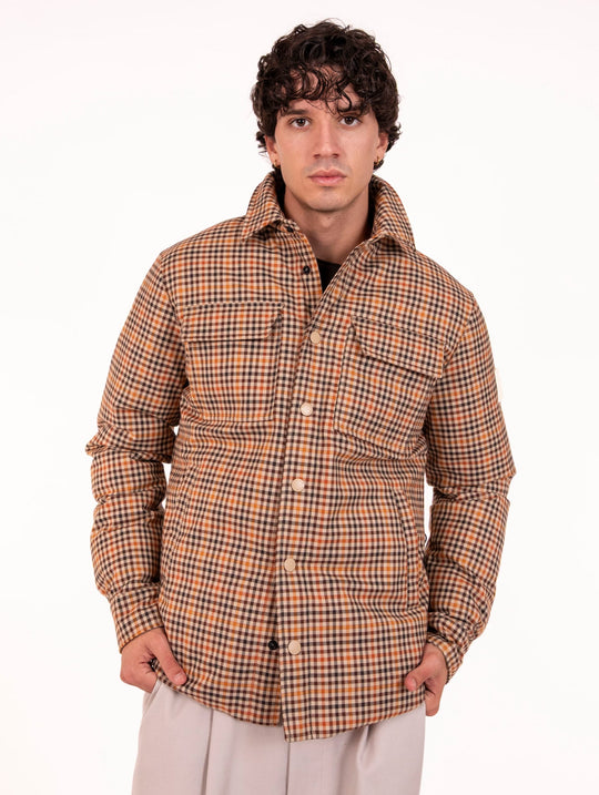 Overshirt Belluno After Label Microcheck Bruciato e Arancio