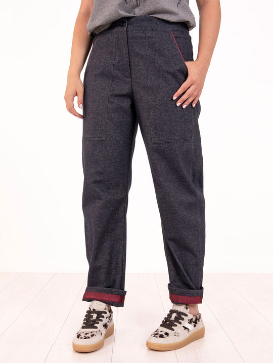 Pantalone Alessia Santi in Cotone Denim Scuro