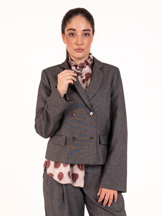 Blazer Cropped Alessia Santi in Viscosa Grigio Melange