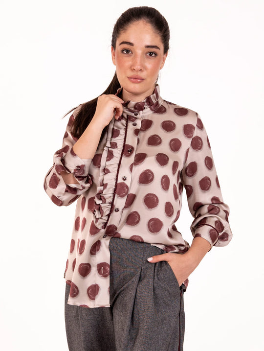 Camicia Rouches Alessia Santi in Viscosa Bordeaux