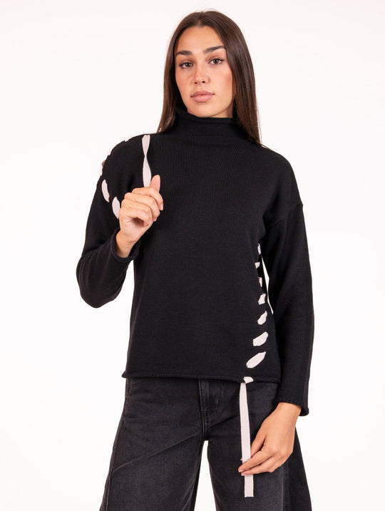 Pull Lacci Alpha Studio in Lana Nero
