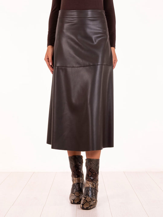 Gonna Alpha Studio in Eco Pelle Marrone