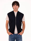 Gilet Alpha Studio in Lana Merinos Blu Notte
