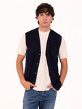 Gilet Alpha Studio in Lana e Cashmere Blu Notte