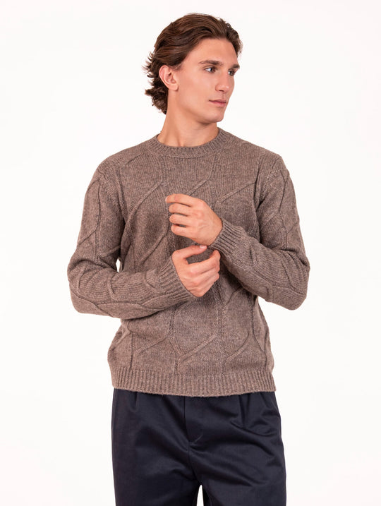 Maglia Alpha Studio in Lana Vergine e Cotone Tortora