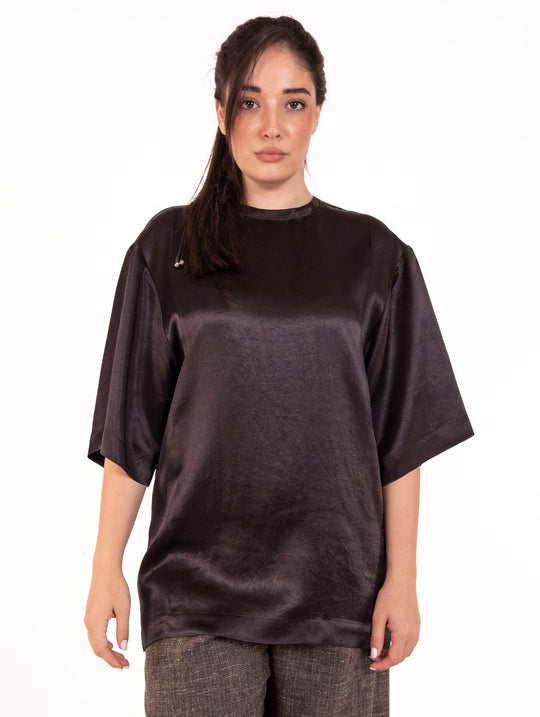 Blusa Alysi in Satin Cacao