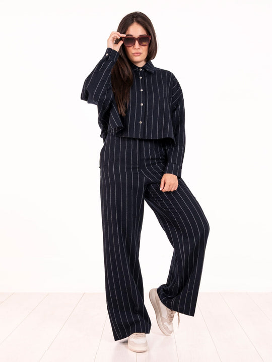 Camicia Cropped Alysi in Lana Vergine Notte