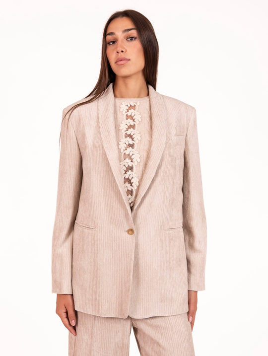 Blazer Monopetto Alysi in Velluto a Coste Mandorla