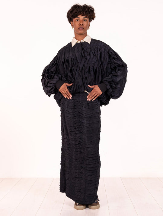 Bomber Alysi con Rouches in Viscosa Notte