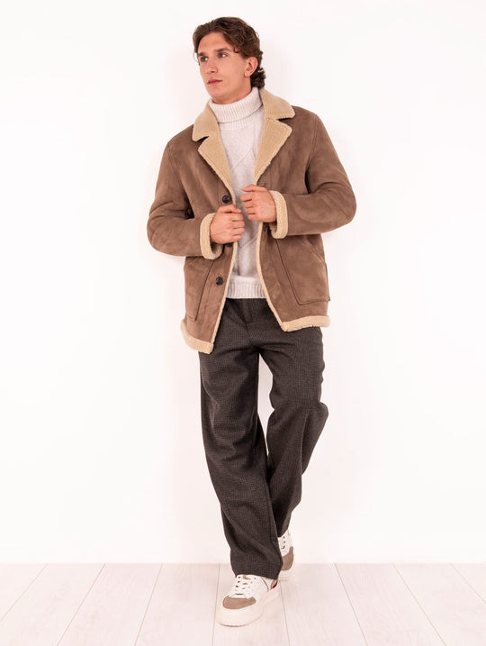 Montone AT.P.CO Effetto Suede con Interno in Shearling Tortora
