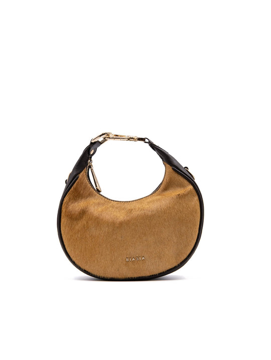 Borsa Quinn Biasia in Pelle Ocra e Moro
