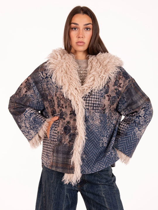 Caban Patch Bye Firenze in Velluto Blu