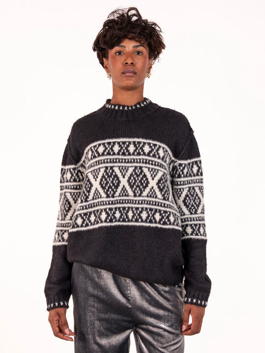 Maglia Norvegese Circus Hotel in Pura Seta Nero e Latte