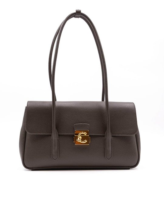 Borsa C-Me Lock Large Coccinelle in Pelle Fango