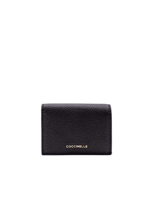 Portafoglio Mini Metallic Small Coccinelle in Pelle Nero