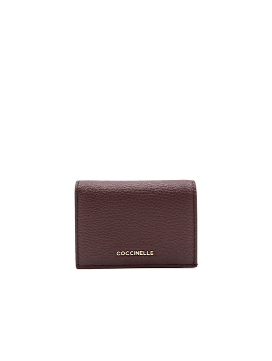 Portafoglio Mini Metallic Small Coccinelle in Pelle Berry