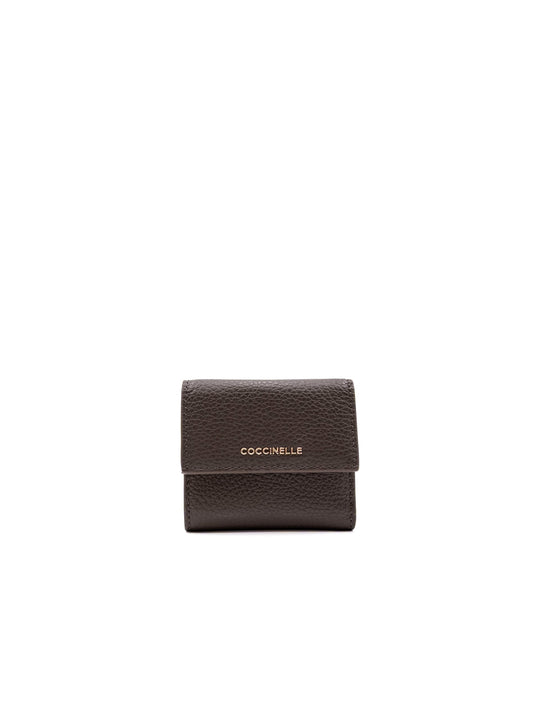 Mini Portafoglio Metallic Small Coccinelle in Pelle Fango
