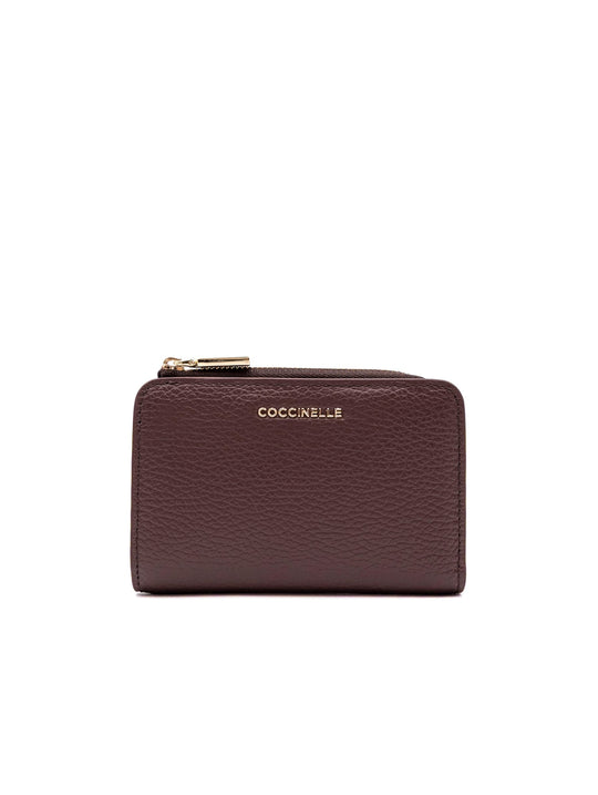 Portafoglio Metallic Small Coccinelle in Pelle Berry