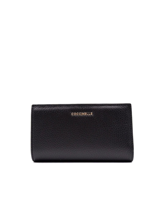 Portafoglio Metallic Large Coccinelle in Pelle Nero