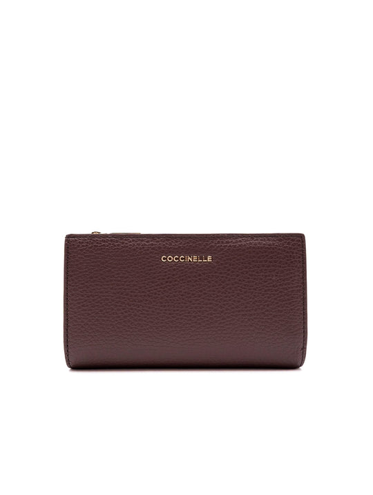 Portafoglio Metallic Large Coccinelle in Pelle Berry