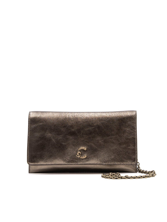 Pochette C-Me Light Coccinelle in Pelle Laminata Bronzo