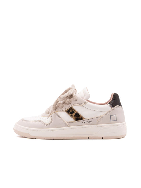 Sneakers Court Vintage D.A.T.E. Ivory e Leopard