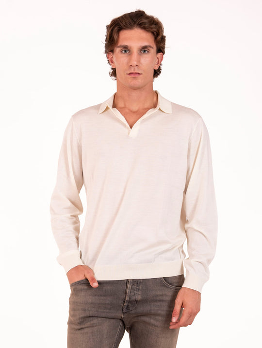 Polo Devore in Lana, Seta e Cashmere Latte