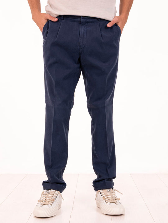 Pantalone Devore in Cotone e Tencel Bluette