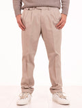 Pantalone Devore in Cotone Sabbia