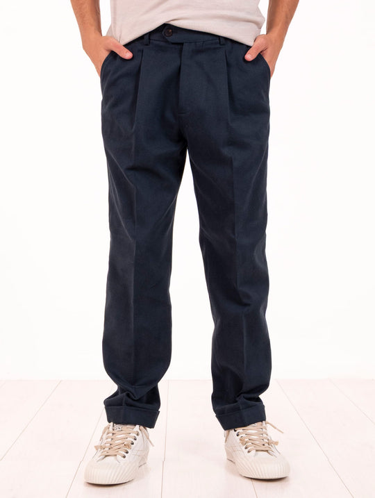 Pantalone Devore in Cotone Blu