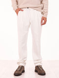 Pantalone Devore in Velluto a Coste Bianco
