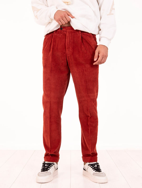 Pantalone Devore in Velluto a Coste Terra di Siena