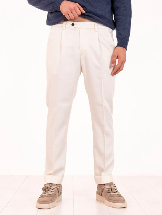 Pantalone Devore in Lyocell e Lino Latte