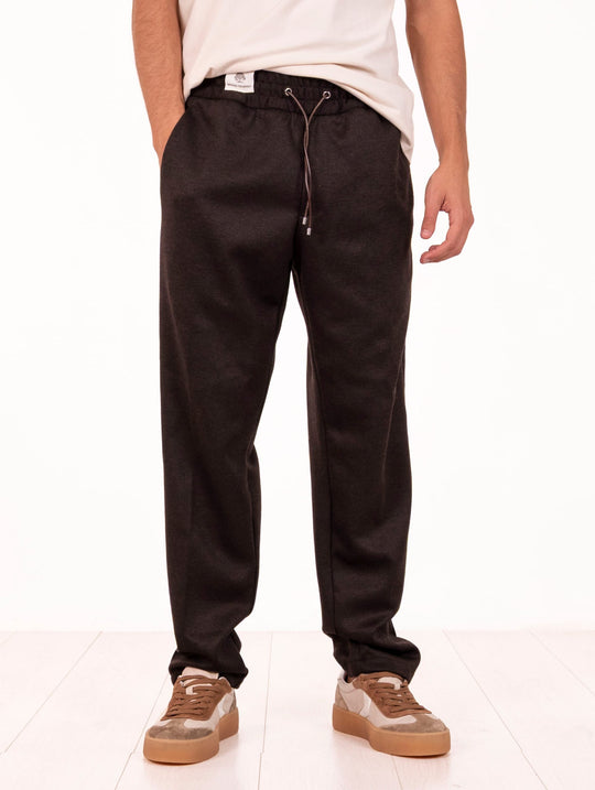 Jogger Chic Devore in Lana e Tencel Moro
