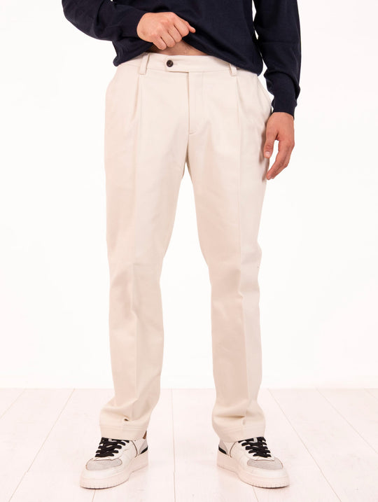 Pantalone Devore in Cotone Latte