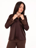 Camicia D.Exterior in Raso e Velluto Cioccolato