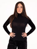 Maglia Lupetto D.Exterior in Tulle e Pizzo Floccato Nera