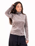 Maglia Dolcevita D.Exterior in Tulle Floccato Granito