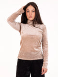 Maglia Dolcevita D.Exterior in Tulle Floccato Miele