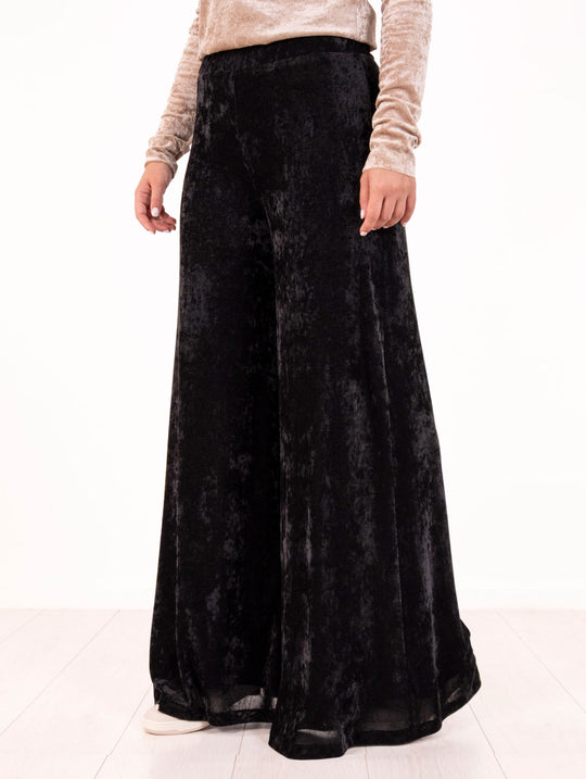 Pantalone Ampio D.Exterior in Tulle Floccato Nero