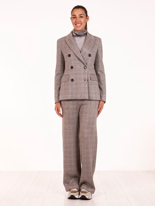 Blazer Doppiopetto D.Exterior in Maglia Galles Laminata Perla