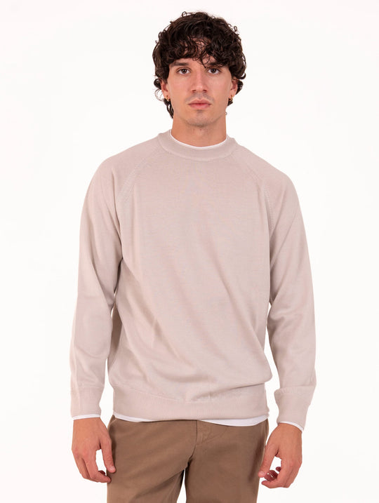 Maglia Eleventy Milano Platinum in Lana Corda e Panna